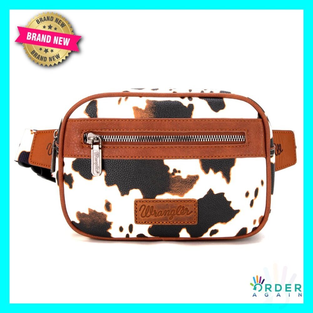 Cow Print Fanny Pack Crossbody Belt Bag Adjustable Strap Travel Festival